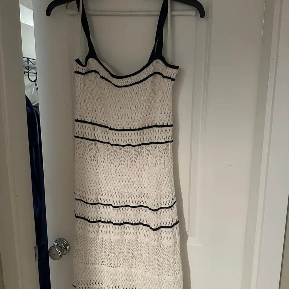 Abercrombie & Fitch Cream and Black Crochet Maxi Dress